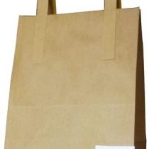 SOS BAG-SPIC01-A Block Bottom Flat Handle Medium Take Away Paper Bag, Brown