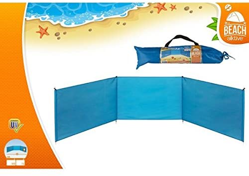 Aktive Beach Wind Protection, 300 x 75/85 cm, Blue, 3 Panels, 170T Polyester Fabric, UV30 Protection, Aluminium Poles - Image 3