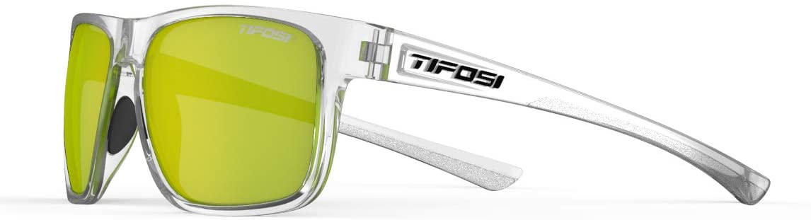 Tifosi Sport Sunglasses Mens and Womens with Shatterproof UV Lens Protection, Crystal Clear/Smoke Yellow, M-XL