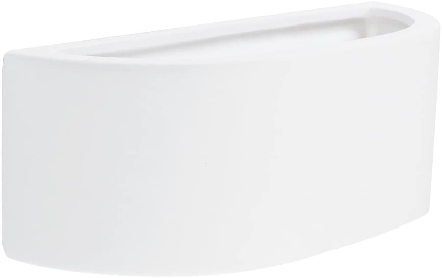 Modern White Ceramic Planter Style Flush Wall Lamp With Light Filtering Uplighter Design -- Paintable, White Planter