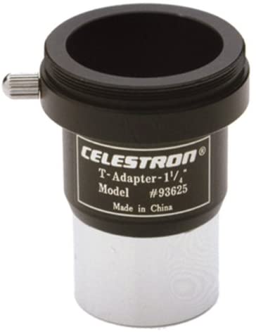 Celestron 93625 1.25 Inch Universal SLR or DSLR Camera T-Adapter, Silver/Black, gray, 1.25”