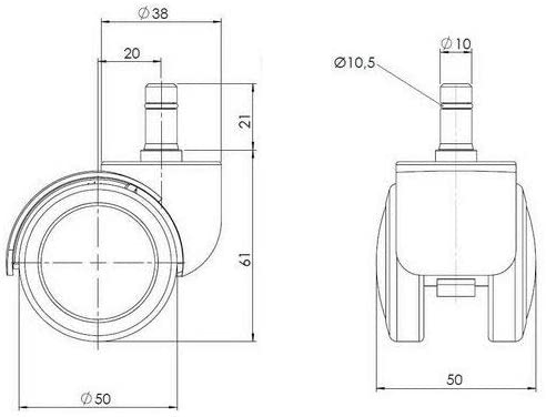 hjh OFFICE, 619000, Castors, Wheels for office executive chairs, ROLO, black - Image 4