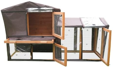 Bunny Business Hutch Cover for Grove,Wood colour, grey,28.3 x 26.4 x 4.5 cm, 147 cm L x 53 cm W x 85 cm H