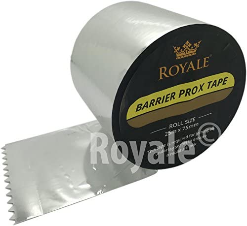 Royale® Barrier Pro X Tape - For Laminate/Wood Underlays - Damp Proof Membrane Lock, Silver, 25metres x 75mm