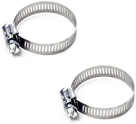 Merriway BH03447 (2 Pcs) Jubilee Pipe Hose Clip Clamp, Size 1: 25-35 mm (1 inch to 1.3/8 inch) Mild Steel - Pack of 2 Pieces, Grey