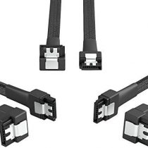 KabelDirekt – 3x SATA 3 cables 6Gb/s – 60cm, 90° angled connector (data cable, 6Gbit/s, SATA III/Serial ATA, L connector, set of 3 cables, connects HDDs/SSDs to the motherboard, black)