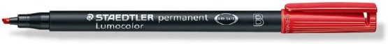 Staedtler 314 Lumocolor Universal Pen B Tip, Approx. 1.0 or 2.5 mm, Permanent, Pack of 10 in Cardboard Case red - Image 2