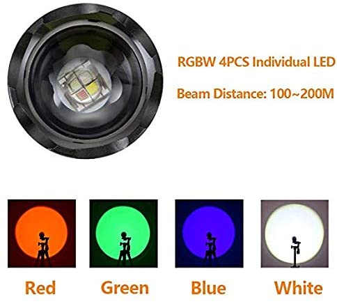 4 in 1 LED Torch with Red Green White Blue Light, WESLITE Multi-Colors ...