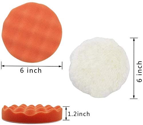 7pcs 6 inch Polishing Pads,Sponge and Woolen Polishing Waxing Buffing Pads Kits with M14 Drill Adapter - Image 3