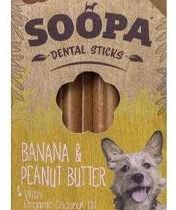 Soopa Grain Free Banana and Peanut Butter Dental Dog Treats, 4 Sticks