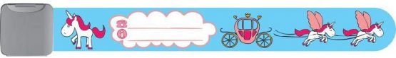 Infoband I.D. Travel Wrist Band for Kids - Unicorns - Light Blue