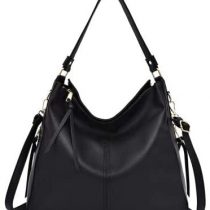 Hobo Handbags for Women Shoulder Bag Large Crossbody Bags with Tassel Leather Gun Tote Black