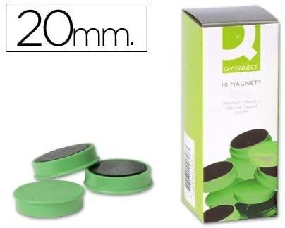 Magnets for sujecion Q-Connect Ideal for Whiteboards magneticas20 mm Green - Box of 10 Magnets