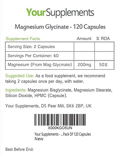 Magnesium Glycinate by Your Supplements, 120 count (Pack of 1) - Image 4