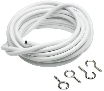 Merriway BH03871 Plastic Coated Curtain Wire with 2 Each Hooks and Eyes, 180 cm (72 inch) , White