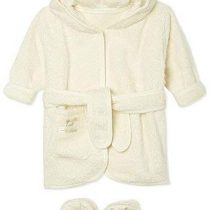 Pure Love Baby Bathrobe & slippers Gift Set - Natural Organic & Pure Cotton