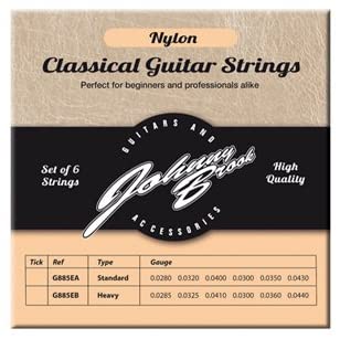Johnny Brook Set Of 6 Nylon Classical Guitar Strings (Standard Gauge), natural