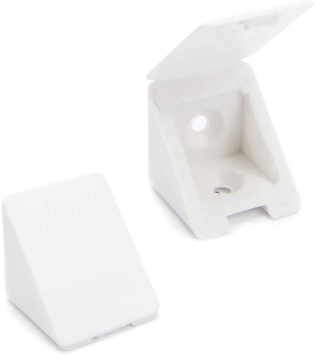 40 x Universal Corner Brace/Furniture Joint Connector/Angle Bracket with closable Attached Cover, Quantity: 40 Pieces, Klein
