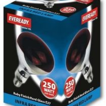 Eveready 250 Watt Finish Hard Glass Edison Screw E27 Infra Heat Lamp Bulb, W, Ruby Red
