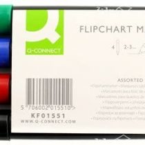 Q-Connect Flipchart Marker Pens Bullet Tip KF01551 - Assorted Colours, Pack of 4, black