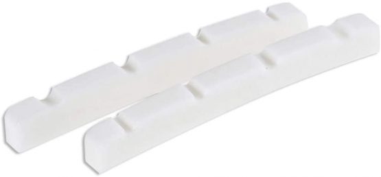 Musiclily 42mm Curved Bottom Slotted Bone Bass Nut for 4 String Precision Jazz Bass Guitar, 42x3.2x4.6/4.8/4.6mm (2 Pieces)