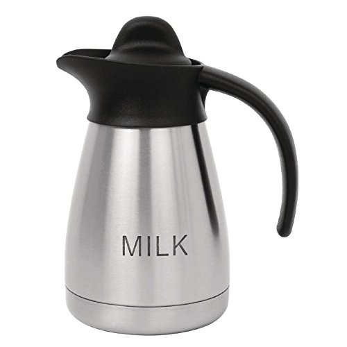 Olympia Vacuum Jug Etched Milk 05L with Screw Top Flask Restaurant, Silver, Black, 193mm