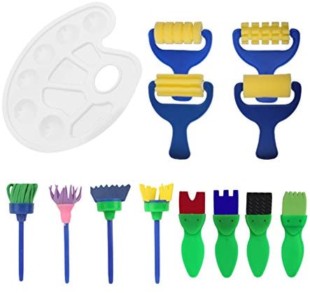 OFKPO 18 PCS Paint Brushes Kit, Includes Sponge Tools, Common Brushes, Palette, Apron, Early Learning DIY Arts and Crafts Set for Kids - Image 4