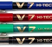 PILOT V7 HI-TECHPOINT ROLLERBALL MIXED PACK OF 4 [1 x Black, 1 x Blue, 1 x Red, 1 x Green]