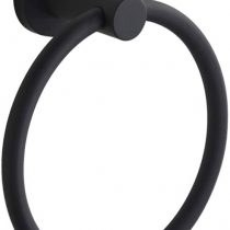 BGL Black Towel Ring Wall Mounted, Stainless Steel 304 Rubber Round Towel Holder for Bathroom