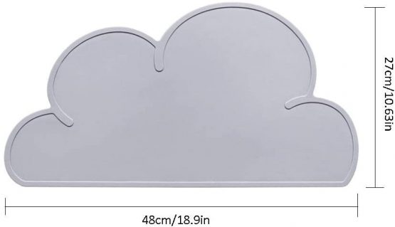 2 PCS Kids Placemats, YOCZOX Non Slip Silicone Cloud Tablemats, Heat Resistant Non-Stick Baby Feeding Plate, Portable Travel Dinner Placemat Kids Tableware for Toddlers, Kids, Infant - Grey - Image 4