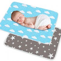 SACONELL 2 Pack 50cmX70cm Portable Baby Diaper Changing Pad, Newborn and Toddlers Waterproof Reusable Nappy Multi Function Washable Mat for Home and Outdoor, Travel (Grey & Blue)