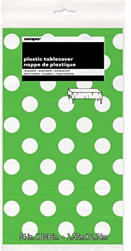 Unique Party 50261 - Plastic Lime Green Polka Dot Tablecloth, 9ft x 4.5ft, 107.9 x 53.9 inch (Rectangular) - Image 3