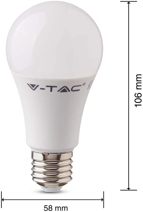 V-TAC 5 Pack E27 LED Light Bulb 9W (Replaces 60W) Cool White, 6400k - Image 4