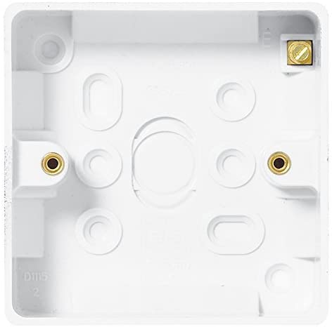 Merriway BH04935 (5 Pcs) Moulded Light Switch Surface Pattress Box, 1-Gang 20mm Deep - Pack of 5 Pieces, White