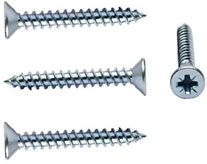 Merriway BH05895 (200 Pcs) Countersunk Twinthread Multi-Purpose Cross Head Pozi Wood Screw, 6 x 1.1/2 inch Bright Zinc Plated