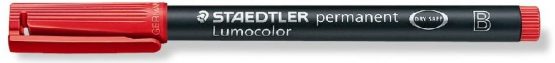Staedtler 314 Lumocolor Universal Pen B Tip, Approx. 1.0 or 2.5 mm, Permanent, Pack of 10 in Cardboard Case red