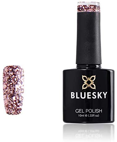 Bluesky Gel Nail Polish, Pink Champagne S06N, Pink Glitter, Rose Gold, Long Lasting, Chip Resistant, 10 ml (Requires Drying Under UV LED Lamp)