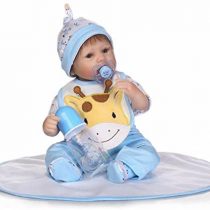 Pinky Lifelike and Handmade 17" 43cm Soft Silicone Babies Reborn Twin Baby Dolls Realistic Vinyl Newborn Doll Boy and Sleeping Girl Twins Xmas Gift (Boy) (blue)