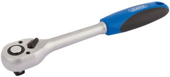 Draper 16429 Reversible Soft Grip Ratchets, 1/2" Square Drive, 72 Tooth, 5cm x 4.2cm x 26cm, Blue