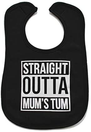 Baby Moo's Straight Outta Mum's TUM Award Winning Hip Hop Baby Bib, Black, Single Bib