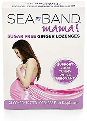 Sea-Band Mama! Morning Sickness Sugar Free Ginger Lozenges (24 Pack) for Motion Sickness and Nausea Relief while Pregnant (24 Lozenges