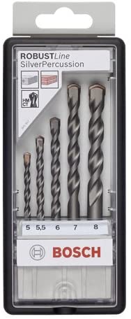 Bosch 2607010526 Concrete Drill Bit Set, Silver Percussion, 5mm-8mm, Silver, diameter 5-8 mm