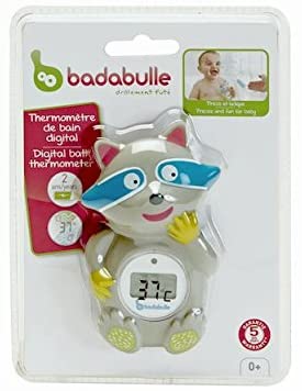 Badabulle Racoon Baby Bath Thermometer, bath and room thermometer, Grey Racoon, Waschbär - Image 4