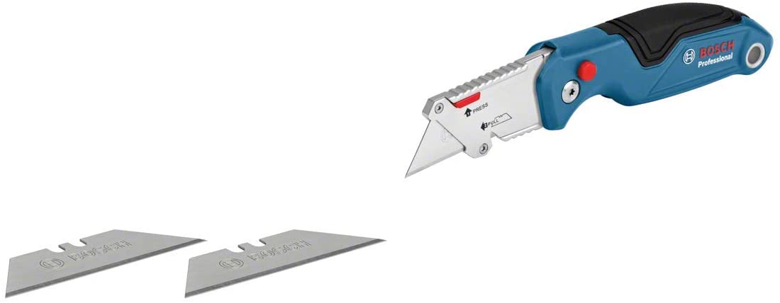 Bosch Professional Universal Folding Knife with Blade Compartment in Metal Handle (incl. Two Replacement Blades