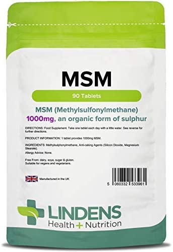 Lindens - MSM 1000mg - 90 Vegan Tablets - 1-A-Day - UK Made - Rich in Sulphur, Joint Support, Tissue, Joint Care