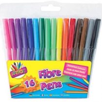 ARTBOX 16 x Felt Tip Art Craft Childrens Kids Fibre Pens Assorted Colours Pack