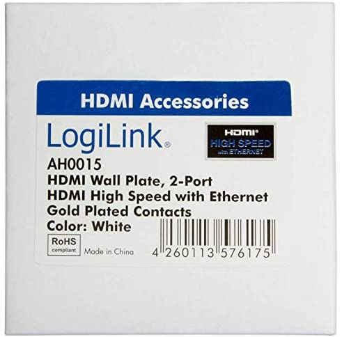 Logilink HDMI 2-Port Wall Socket Adapter - White - Image 2