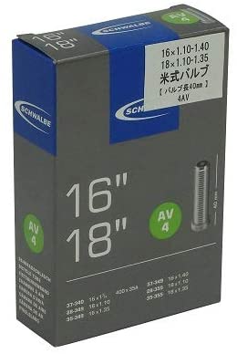 Schwalbe AV4 16 x 1 1/8 - 1.35 Inch Inner Tube with Schrader Valve, Black, 16x1 1/8-1 3/8