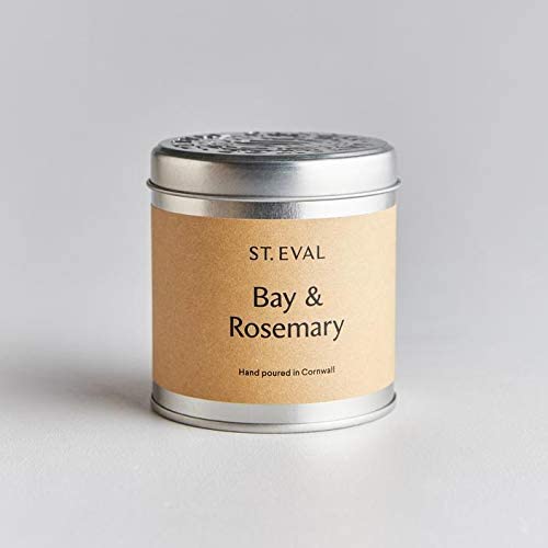 St. Eval Bay & Rosemary Scented Tin Candle, Wax, Refreshing Fragrance, Refreshing Blend of Cool Bay Leaf and Herbal Rosemary