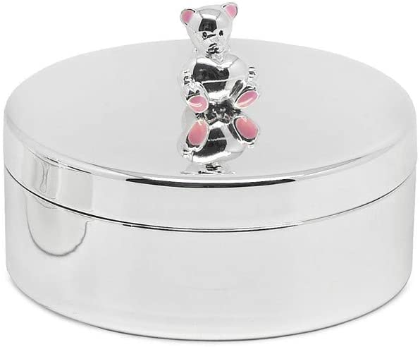EDZARD Tooth Box, Jewellery Box, Pill Box, Mum Bear, Height 4 cm, Elegant, Silver-Plated, Tarnish-Resistant